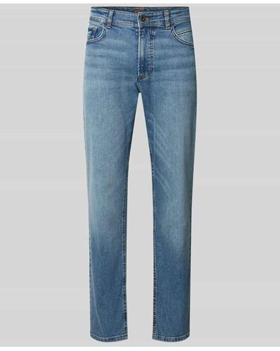Camel Active Regular Fit Jeans in unifarbenem Design Modell 'HOUSTON' - Blau