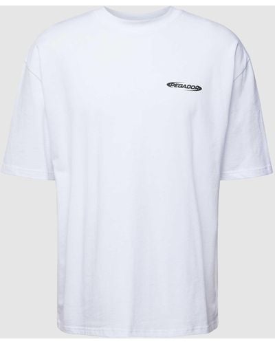 PEGADOR Oversized T-Shirt mit Label-Print Modell 'CRAIL' - Weiß