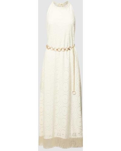 Ana Alcazar Knielanges Kleid mit Lochstickerei - Weiß