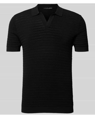 DRYKORN Slim Fit Poloshirt mit Strukturmuster Modell 'Braian' - Schwarz