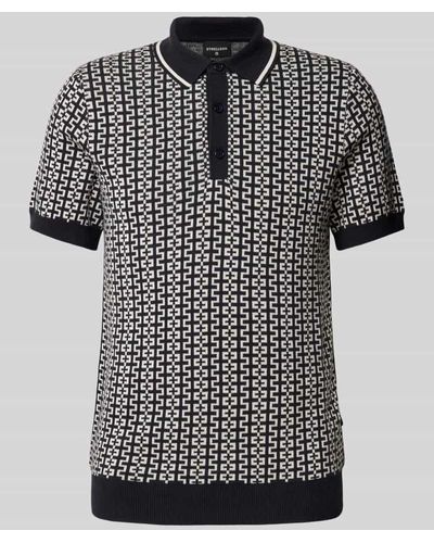 Strellson Slim Fit Poloshirt mit Allover-Muster Modell 'Kito' - Schwarz