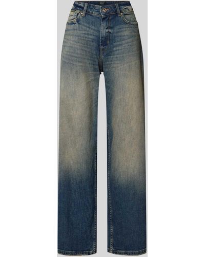 ONLY Jeans mit weitem Bein im Used-Look Modell 'MADISON' - Blau