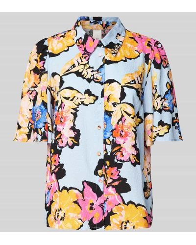 Y.A.S Bluse aus Viskose mit floralem Muster Modell 'SINNA' - Blau