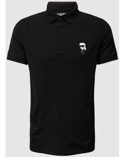 Karl Lagerfeld Regular Fit Poloshirt mit Label-Badge - Schwarz
