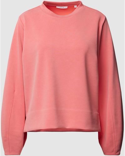 Opus Sweatshirt mit geripptem Rundhalsausschnitt Modell 'Gorty' - Pink