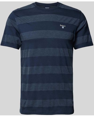 Barbour T-Shirt mit Label-Stitching Modell 'STENTON' - Blau