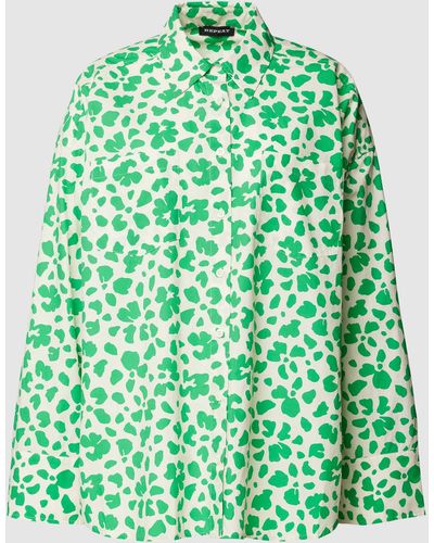 Repeat Cashmere Overhemdblouse Met All-over Motief - Groen