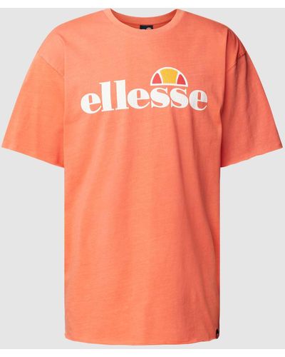 Ellesse T-shirt Met Labelprint - Oranje