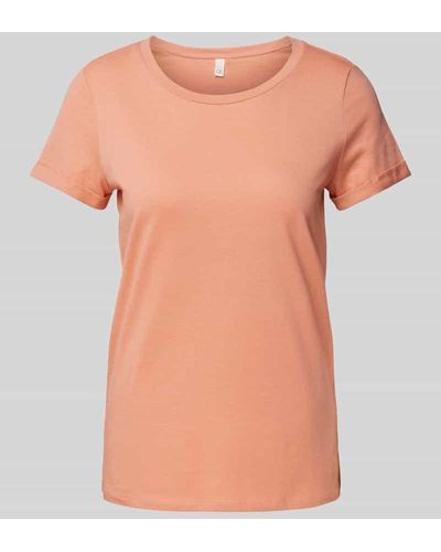 QS T-Shirt mit Rundhalsausschnitt - Pink