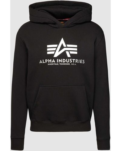 Alpha Industries Hoodie Met Labelprint - Zwart