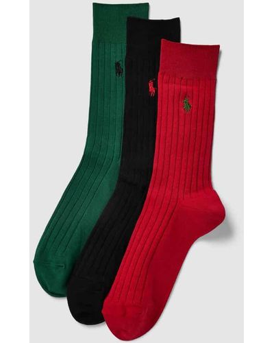 Polo Ralph Lauren Socken mit Label-Stitching im 3er-Pack - Rot