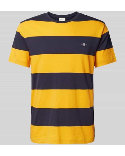 GANT T-Shirt mit Streifenmuster und Label-Stitching - Gelb
