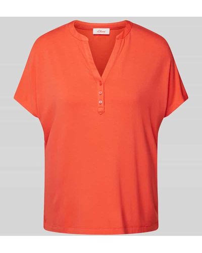S.oliver T-Shirt mit Tunikakragen - Orange