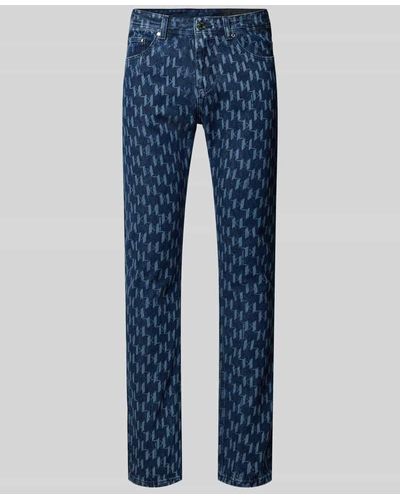 Karl Lagerfeld Regular Fit Jeans mit Allover-Muster - Blau