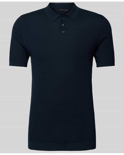 DRYKORN Slim Fit Poloshirt mit Strukturmuster Modell 'Triton' - Blau