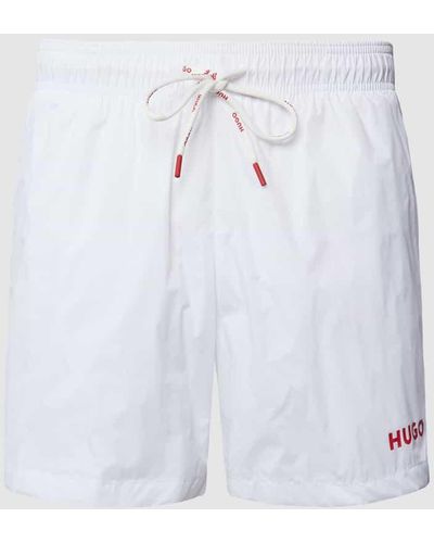 HUGO Badehose mit Label-Details Modell 'HAITI' - Weiß