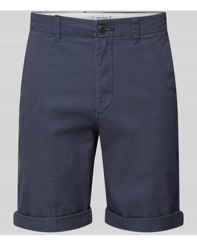 Jack & Jones Regular Fit Chinoshorts mit Gürtelschlaufen Modell 'DAVE' - Blau