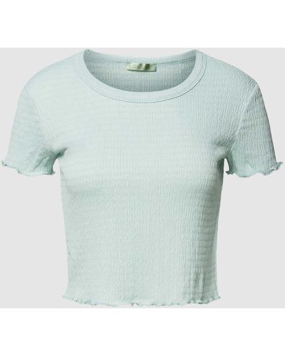 Guess Cropped T-Shirt mit Smok-Details Modell 'SMOKED' - Blau