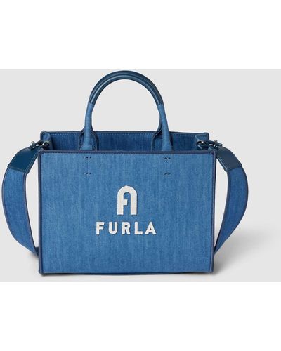 Furla Tote Bag Met Labeldetail - Blauw