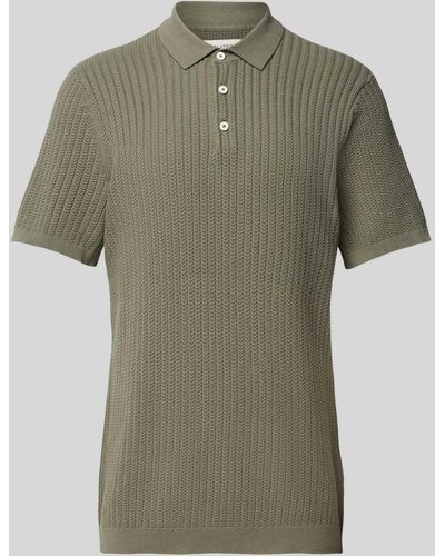Casual Friday Regular Fit Poloshirt Met Kabelpatroon - Groen