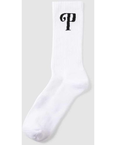 PEGADOR Socken mit Label- und Statement-Print - Weiß