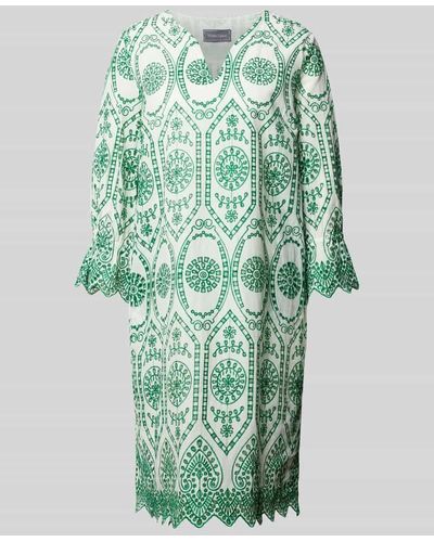 White Label Knielanges Kleid mit Lochstickerei - Grün