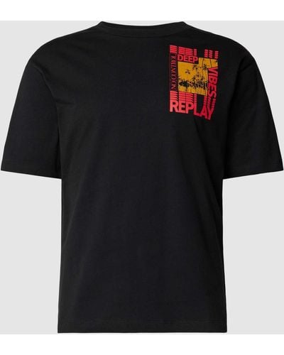 Replay T-Shirt mit Motiv-Print und Rundhalsausschnitt - Schwarz