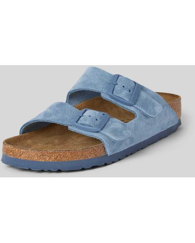 Birkenstock Sandalen aus Leder mit Dornschließe Modell 'Arizona' - Blau