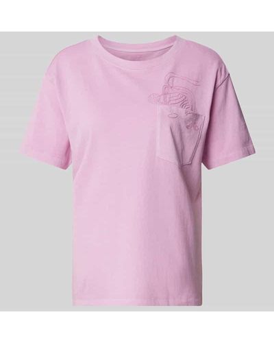 Jake*s T-Shirt mit Motiv-Stitching - Pink