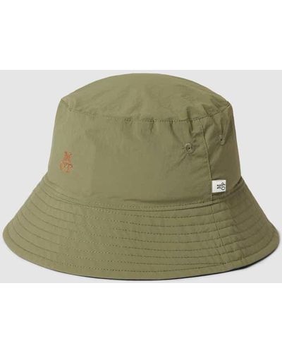 Marc O' Polo Bucket Hat mit Label-Stitching Modell 'woven' - Grün