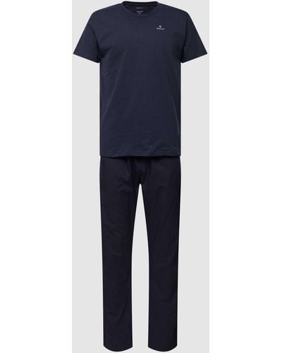 GANT Pyjama Met Labelstitching - Blauw