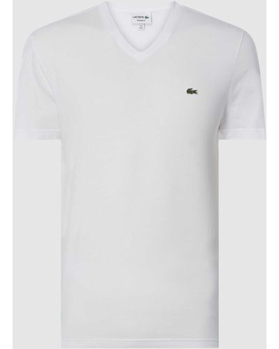 Lacoste Regular Fit T-shirt Met V-hals - Wit