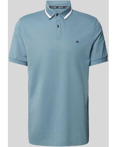 Christian Berg Men Regular Fit Poloshirt mit Logo-Print - Blau