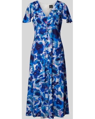 Adrianna Papell Midi-jurk Met V-hals - Blauw