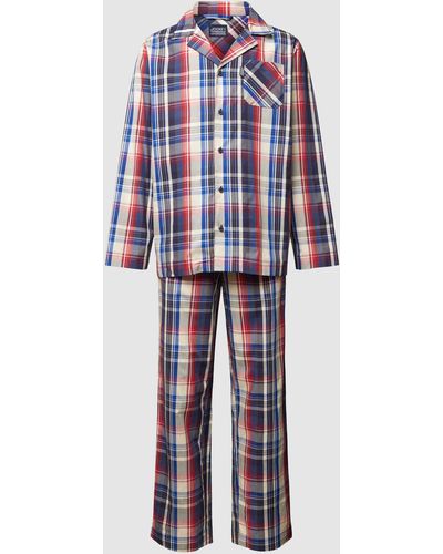 Jockey Pyjama mit Tartan-Karo - Blau