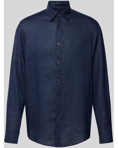 DRYKORN Regular Fit Leinenhemd mit Kentkragen Modell 'RAMIS' - Blau