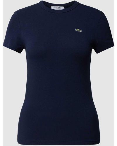 Lacoste Slim Fit T-shirt Met Logodetail - Blauw