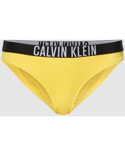 Calvin Klein Bikini-Hose mit elastischem Logo-Bund Modell 'Intense Power' - Gelb
