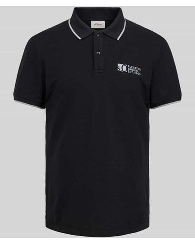 S.oliver Regular Fit Poloshirt mit Label-Print - Schwarz