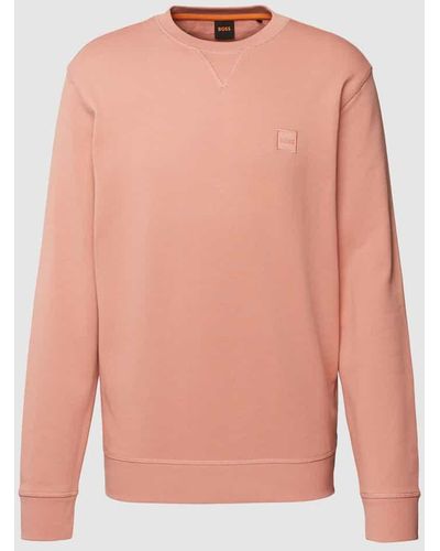 BOSS Sweatshirt mit Label-Patch Modell 'Westart' - Pink