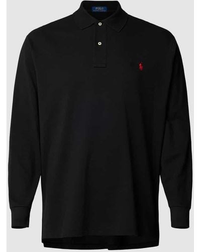 Ralph Lauren PLUS SIZE Poloshirt mit Logo-Stitching - Schwarz