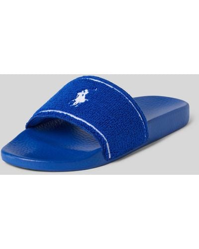 Polo Ralph Lauren Slippers Met Logostitching - Blauw