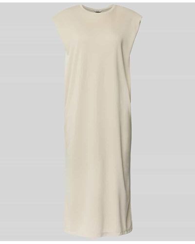Mbym Knielanges Kleid mit Kappärmeln Modell 'Stivian' - Weiß