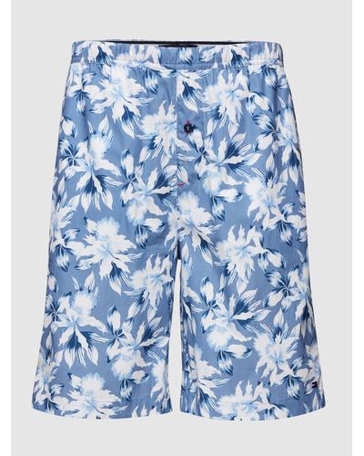 Tommy Hilfiger Pyjama-Shorts mit floralem Allover-Muster - Blau