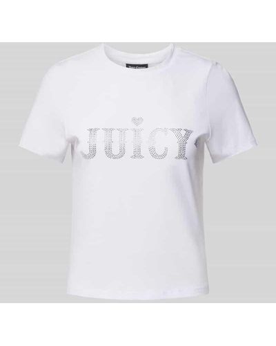 Juicy Couture T-Shirt mit Ziersteinbesatz und Rundhalsausschnitt - Weiß