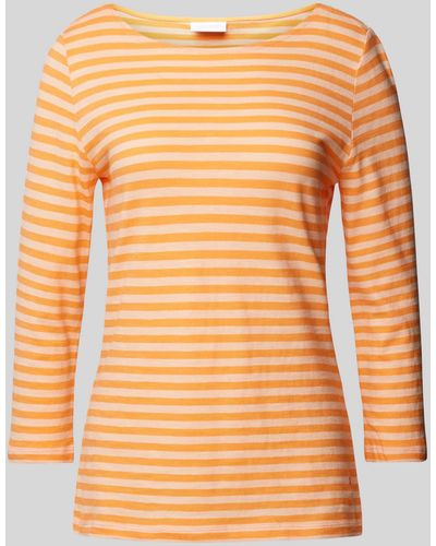 comma casual identity Shirt Met Lange Mouwen Met Streepmotief - Oranje