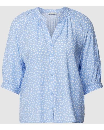 Tom Tailor Blusenshirt aus Viskose mit Tunikakragen - Blau