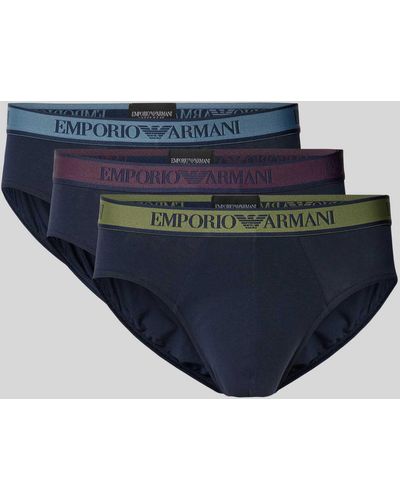 Emporio Armani Slip mit elastischem Label-Bund im 3er-Pack - Blau