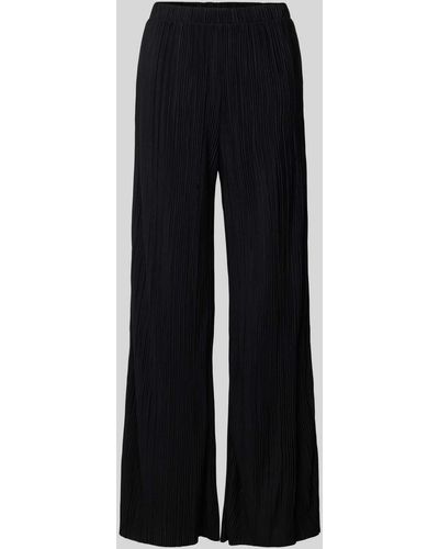 Vila Wide Leg Stoffen Broek Met Plissévouwen - Zwart