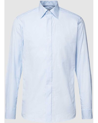 Eton Regular Fit Zakelijk Overhemd Met Structuurmotief - Blauw